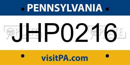 JHP0216 Pennsylvania License Plate