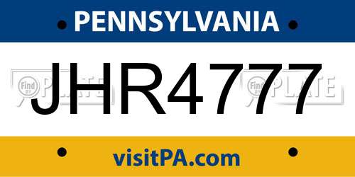 JHR4777 Pennsylvania License Plate