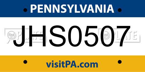 JHS0507 Pennsylvania License Plate