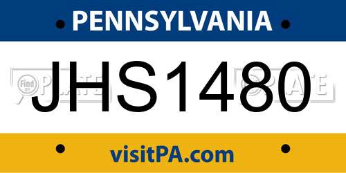 JHS1480 Pennsylvania License Plate