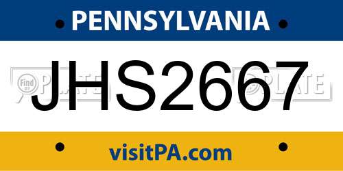 JHS2667 Pennsylvania License Plate