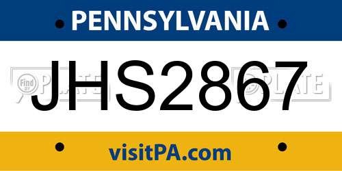 JHS2867 Pennsylvania License Plate