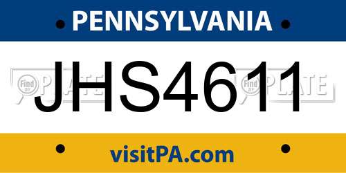 JHS4611 Pennsylvania License Plate