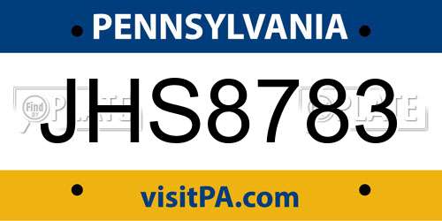 JHS8783 Pennsylvania License Plate