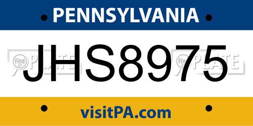 JHS8975 Pennsylvania License Plate
