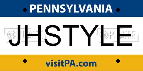 JHSTYLE Pennsylvania License Plate