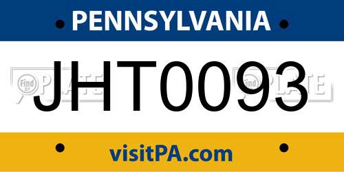 JHT0093 Pennsylvania License Plate
