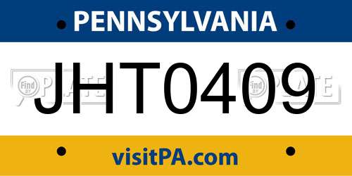 JHT0409 Pennsylvania License Plate