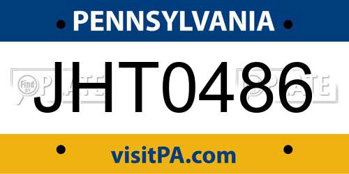 JHT0486 Pennsylvania License Plate