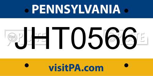 JHT0566 Pennsylvania License Plate