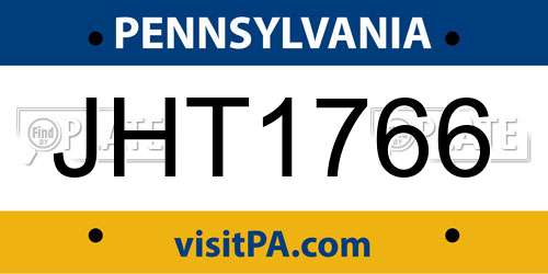 JHT1766 Pennsylvania License Plate