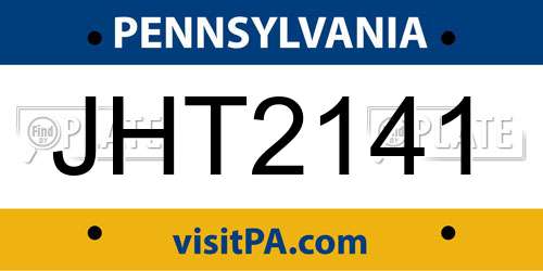 JHT2141 Pennsylvania License Plate