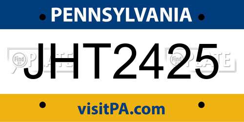 JHT2425 Pennsylvania License Plate