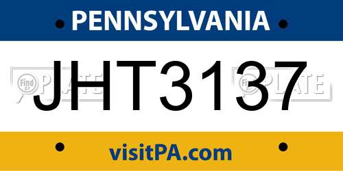 JHT3137 Pennsylvania License Plate