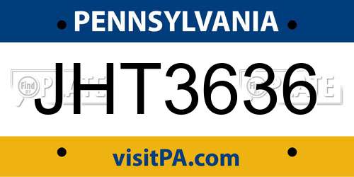 JHT3636 Pennsylvania License Plate