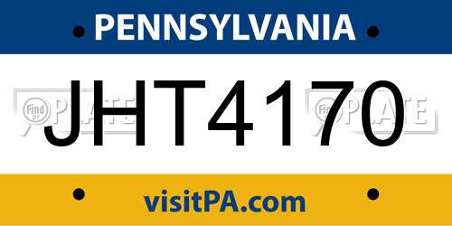 JHT4170 Pennsylvania License Plate
