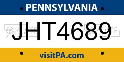 JHT4689 Pennsylvania License Plate