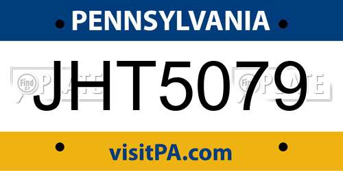 JHT5079 Pennsylvania License Plate