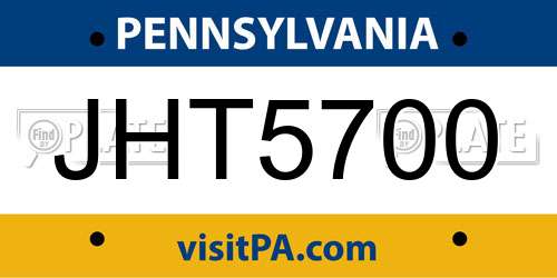 JHT5700 Pennsylvania License Plate