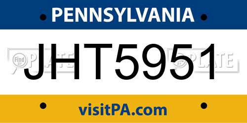 JHT5951 Pennsylvania License Plate
