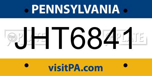 JHT6841 Pennsylvania License Plate