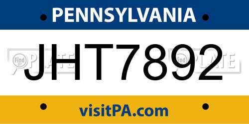 JHT7892 Pennsylvania License Plate