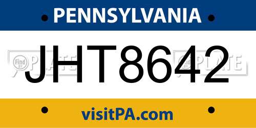 JHT8642 Pennsylvania License Plate