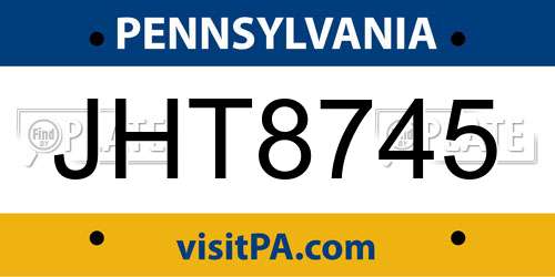 JHT8745 Pennsylvania License Plate