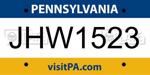 JHW1523 Pennsylvania License Plate