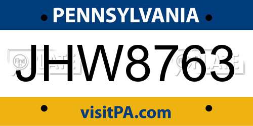 JHW8763 Pennsylvania License Plate
