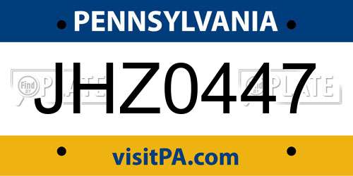 JHZ0447 Pennsylvania License Plate