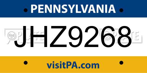 JHZ9268 Pennsylvania License Plate