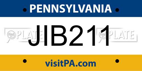 JIB211 Pennsylvania License Plate