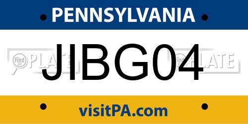 JIBG04 Pennsylvania License Plate