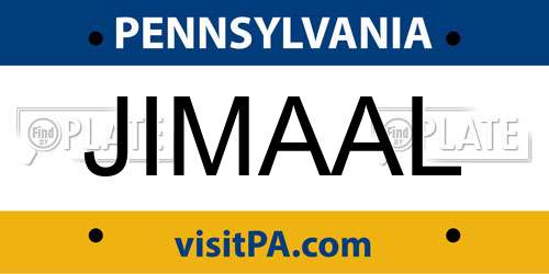 JIMAAL Pennsylvania License Plate