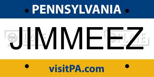 JIMMEEZ Pennsylvania License Plate