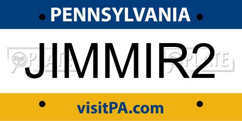 JIMMIR2 Pennsylvania License Plate