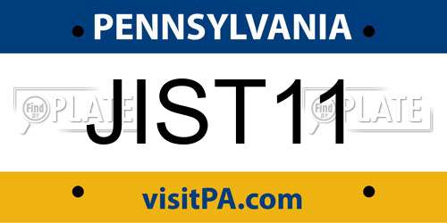 JIST11 Pennsylvania License Plate