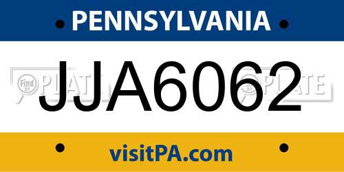 JJA6062 Pennsylvania License Plate
