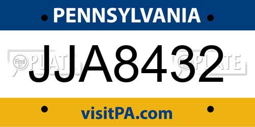 JJA8432 Pennsylvania License Plate