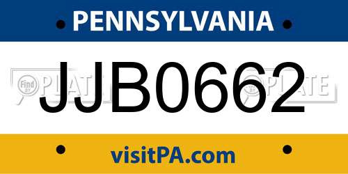 JJB0662 Pennsylvania License Plate