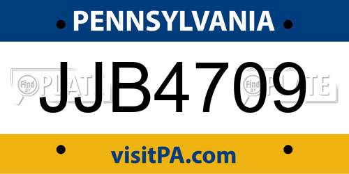 JJB4709 Pennsylvania License Plate