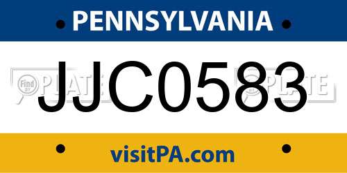 JJC0583 Pennsylvania License Plate