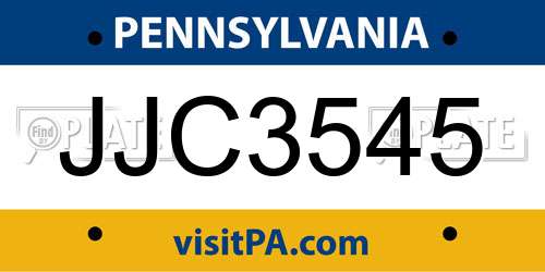 JJC3545 Pennsylvania License Plate
