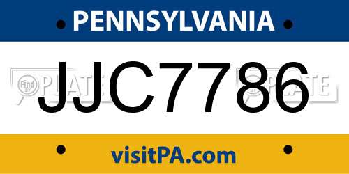 JJC7786 Pennsylvania License Plate