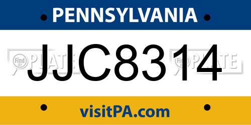 JJC8314 Pennsylvania License Plate