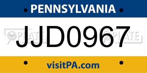 JJD0967 Pennsylvania License Plate