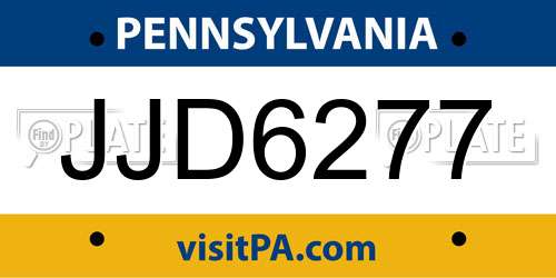 JJD6277 Pennsylvania License Plate