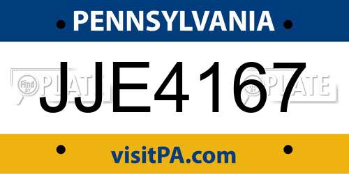 JJE4167 Pennsylvania License Plate
