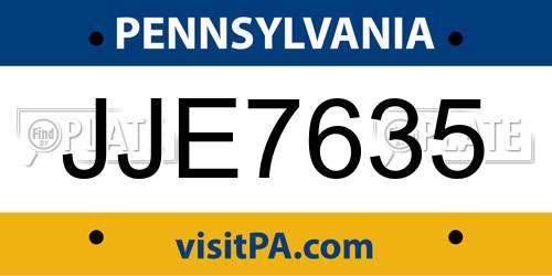 JJE7635 Pennsylvania License Plate